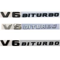 Skirta Mercedes Benz AMG Plokšti raidės V6 BITURBO Sparno emblemos Ženkleliai V 6 BITURBO Simboliai Vardinė lentelė 1 x Chrome gray