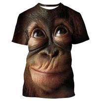 Summer Funny Gorilla Monkey T-Shirts Animal 3D Print Streetwear Men Oversized Short Sleeve T Shirt Tees Tops Clothing L black
