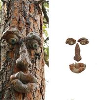 Funny Old Man Tree Hugger Sculpture Garden Yard Outdoor Face Decor Halloween gray