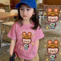 Labubu Printed Children's T-shirt Soft and Loose Cartoon Printed Girls' Top Comfortable, Fashionable and Versatile Clothing 110