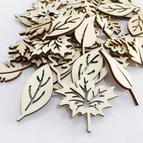 50pcs Unfinished Blank Leaf Wood Tag Pendants Antique Wooden Cutouts Hanging Ornament Hollow Wooden Slices For DIY Craft Making One Size chaki