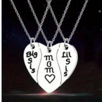 Family Matching Broken Heart Necklace Mom Big Sis Lil Sis Three Piece Set Jewelry 1pcs sidabras