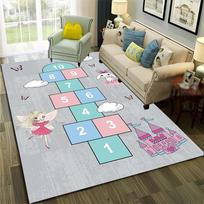 3D Hopscotch Child Digital Games Boy Girls Cartoon Carpet Rug for Home Living Room Sofa Doormat Decor,kids Non-slip Floor Mat 40x60cm gray