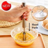 Rotary Egg Beater Baking Tools Eggbeater Stainless Steel Coarse Blender Semi Automatic Eggbeater Manual… More beige