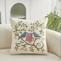 1Pc Dragonfly Embroidered Pillow Cover Peach skin 30*30(CM)-1Pcs white