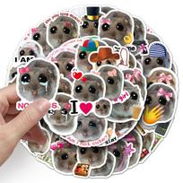 1050Pcs Funny Sad Hamster Meme Graffiti Sticker Cartoon Cute Waterproof Decal Toy Creative Decorative Phone Case Water Cup black