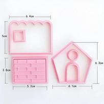 1Set Gingerbread House Cookie Cutter kit 3D Christmas Home Mold Cartoon Fondant Cookie Stamp New Year Cake Decor Baking Supplies white
