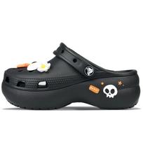 Crocs Classic Platform Clog BNK Bigmouth Unique Personality Trend Skull Cloud Clog Crocs Vintage Beach Hole Shoes Women's Black 34-35