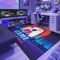 New Neon Light Game Console Carpet Cartoon Game Controller Esports Game Room Decoration Floor Mat Fully Covered Carpet Floor Rug 40x60cm blue