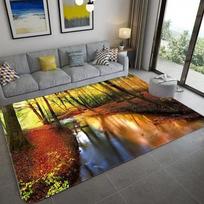 Gamta Peizažas Raštuotas Plotinis Kilimas Meninis Miško Upės Spaudinio Kilimas Minkštas Neslystantis Grindų Kilimėlis Svetainei Miegamajam 40x60CM