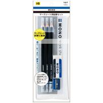 Tombow MONO Egzamino Atsakymų Lapelių Raštinės Prekių Rinkinys (3 HB pieštukai, trintukas, drožtukas) MA-PLMKN black