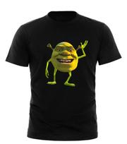 Funny Shrek Meme T-Shirt Big Smile Face Green Ogre Graphic Tee Unisex UK” S black