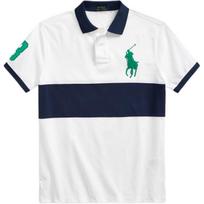 Polo Ralph Lauren SS24 Big Pony Striped Logo Short Sleeve Polo Shirt Standard Fit Men tops White 710861148-001 XS blue