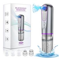 Microbubble Blackhead Remover Vacuum Dual Water Tank 3 Suction 5 Heads USB Rechargeable Pore Cleaner white