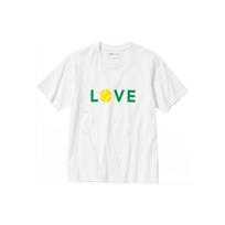 UNIQLO Peace For All serijos raidžių rašto apvalios apykaklės trumpomis rankovėmis vyriški marškinėliai 459563-00 S white