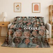 3D Billie Eilish Dainininkė Žvaigždė Flanelinis pledas Minkštas Šiltas Pledas Miegamajam Svetainei Lovai Kelionėms Stovyklavimui Iškylai Dovana 75x90cm gray
