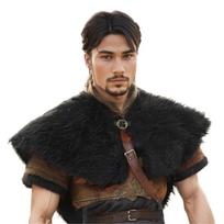 Vikingų dirbtinio kailio apykaklė su sagtimi Viduramžių riterio peties apdangalas Karžygio apsiausto skara Renesanso LARP Cosplay kostiumai juoda