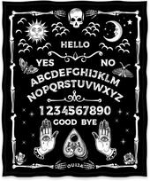 Manta de tablero Ouija, regalo de bruja gótica para Halloween, sol, luna, esqueleto, cráneo, terror, espeluznante para 100cmx150cm white