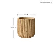 Creative Striped Floral Green Radish Cement Flower Pot with Imitation Woven Bamboo and Vine Design beige