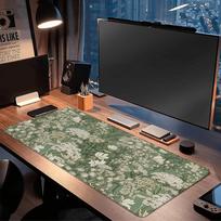 Large Vintage Floral Gaming Mouse Pad  Desk Mat NonSlip Rubber Base Durable Stitched Edges Smooth Surface for Home Office 300x800x2mm gray