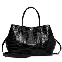 Aidrani Large Glossy Croc Texture Leather Tote Bag, Women's Multi-Way Carry Handbag with Detachable Strap L