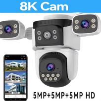 10K Home Security WiFi Camera Four Lens Four Screen PTZ 360° 10X Optical CCTV Auto Tracking 20MP Wireless Surveillance IP Cam 8K Camera