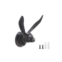 Hare Head Wall Hook AntiqueStyle Bunny Rustic Hanger for Entryway, Hallway, Bedroom gray