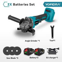 YOFIDRA 125 mm bešepetis elektrinis kampinis šlifuoklis – 3 pavarų akumuliatorinis pjovimo ir šlifavimo medienos apdirbimo elektrinis įrankis, skirtas Makita 18V akumuliatoriui 2 Battery
