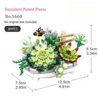 Mini Bouquet Blocks Flowers Succulent Cherry Blossom Bonsai 3D Model Home Decoration DIY Assembled Toys Holiday Gifts beige