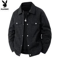 Playboy Men's Casual Spring Autumn Lapel Jacket 4XL juoda