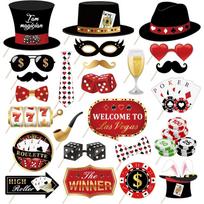 Las Vegas Poker Night Casino Party Photo Prop Set - 25 Cards red