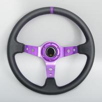 14'' Car JDM Drift Racing Steering Wheel Deep Dish PVC Sport Steering Wheel Purple Spoke violetinė