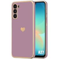 Case for Samsung Galaxy A27 5G, Silicone with Heart Pattern Shockproof Slim Purple violetinė