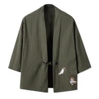 Gervės Siuvinėjimas Haori Kimono Harajuku Dydis Plius Vyriškas Samurajaus Kostiumas Yukata Azijietiški Drabužiai Kardiganas Vyriškas Švarkas XS gray