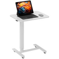 Height Adjustable Standing Desk, Pneumatic Sit Stand Desk for Laptop, Mobile Overbed Table with Wheels for Home Office, White 65 x 48 x 110 cm balta