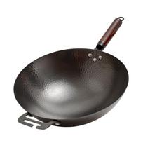 Iron Wok, Non-Stick Pan for Stir-Frying, Hand-Forged, No Coating, Seasoned Iron, Suitable for Gas Stoves, 32cm