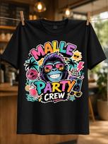 Malle Party Crew Vibrant Gorilla With Palms Drinks And Speakers Colorful Mallorca Festival Style Unisex All Tshirt S white