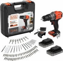 BLACK & DECKER 18V Impact Drill (with 2 x 18V 2.0Ah batteries with charge status indicator, 1A charger and 80 accessories) | BCD383D2XKA-QW | 2.0 Ah BCD383D2XKA-QW | 5035048844236