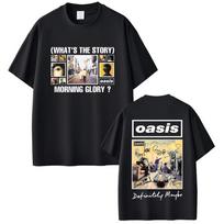 Britiški O-Oasis Definitely Maybe Marškinėliai Vyrams Moterims Drabužiai Laisvalaikio Vintažiniai Trumpomis Rankovėmis Marškinėliai Streetwear#Spalva S juoda