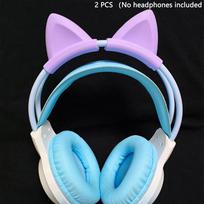 2PCS Cat Ear For Earphone Gaming Headsets Attachment Stereo Headset Decoration Lightweight Silicone Pendant black