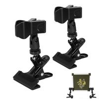 2Pcs Desk Embroidery Frame Stand with Embroidery Clip Frame Adjustable Embroidery Hoop Holder Stitching Frame Stand 1 black