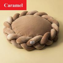 DIY Manual Weave Cat Bed Nest Doggie Kennel Coarse Fluffy Faux Fur Plush Velvet Surface Bed Pet Washable Round Puppy Couch Cover (khaki,D 45cm - H 15cm) chaki