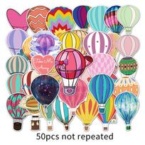 50PCS Waterproof Hot Air Balloon Stickers for Luggage, Scooter, Computer, Tablet, and Water Bottle Decoration. white