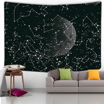 Žvaigždynų Sieninė Gobelenas Žvaigždžių Žemėlapis Menas Mėnulis Ir Zodiako Dizainas Erdvės Dekoras Miegamajam Ir Darbo Kambariui 150X200CM black