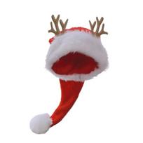 Christmas Santa Hat for Holiday Lovely Antler Santa Hat for Adult All Age Bobble Hat Party Props Festival Hat Headwear 1 raudona