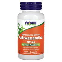 NOW Foods, Ašvaganda, Standartizuotas ekstraktas, 450 mg, 90 daržovių kapsulių