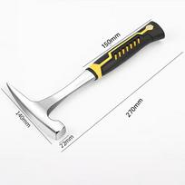 1pc High Carbon Steel Rock Pick Hammer, All-Steel Geological Claw Hammer with Non-Slip Rubber Handle, Brushed Finish black