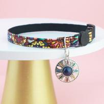 Naminių gyvūnų Airtag antkaklis Apple atitinkantis sekimo dėklas Vintažinės spalvos Boho stiliaus katės antkaklis su skambučiu ir metaliniu pakabuku katėms ir šuniukams tamsiai mėlyna