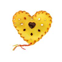 Handmade Heart Shaped Dog Treat Pinata Natural Cowhide Stitched Interactive Pet Snack Dispenser for Chewing and Play One Size yellow
