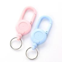Retractable Elastic Keychain with Anti-Lost High Rebound Pull Cord Keyring rožinė